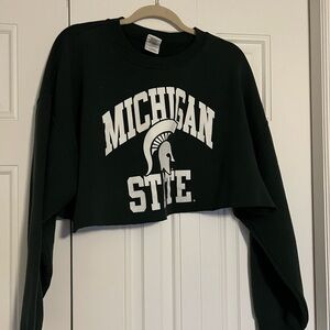 Gildan MSU Green/White Heavy Blend cropped Sweatshirt